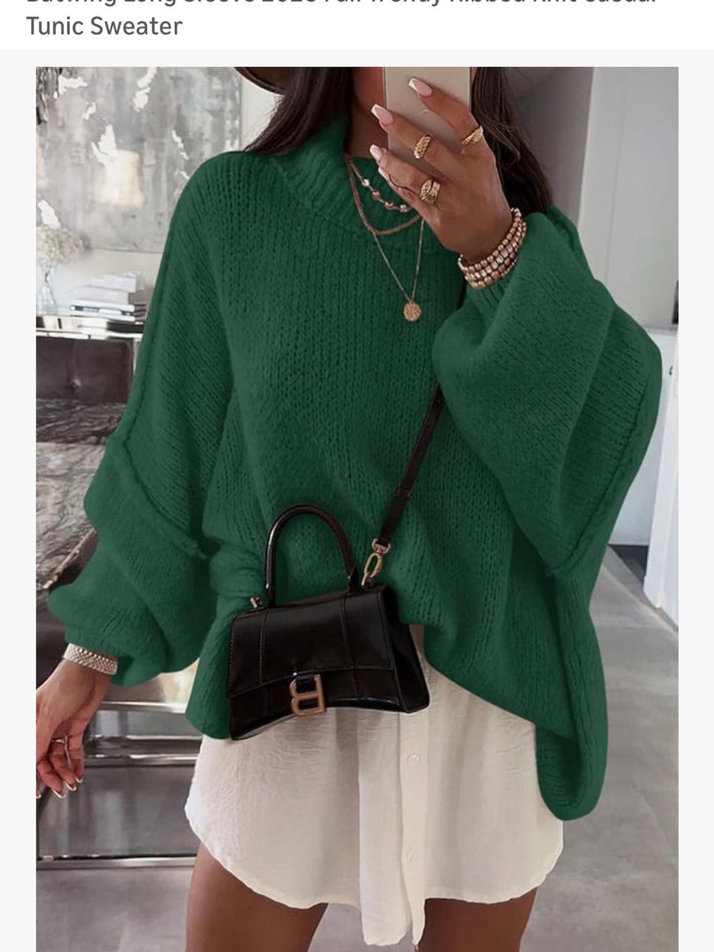 Dark Green Women's Cozy Mock Neck Sweater